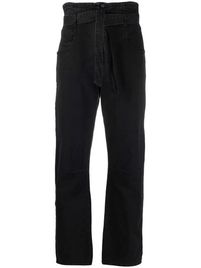Pinko High-rise Belted-waist Jeans In Black