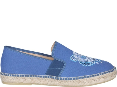 Kenzo Embroidered-tiger Espadrilles In Blue