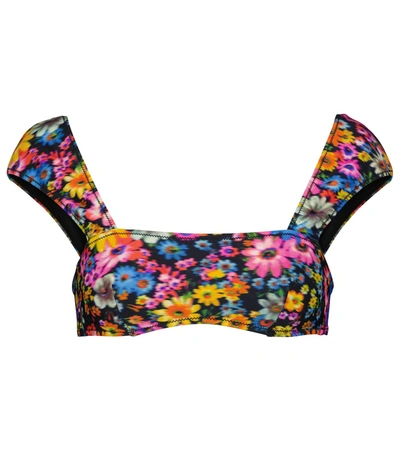 Stella Mccartney Floral Print Bikini Top In Multi Pink