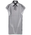 Dries Van Noten Striped Mesh Tie-neck Top In Multicoloured