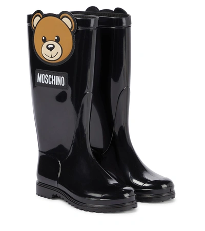 Moschino Kids' Rubber Rain Boots In Black