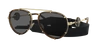 Versace Metal Aviator Croakie Sunglasses In Dark Grey