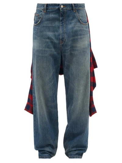 Balenciaga Man Hybrid Shirt Trouser In Blue Denim