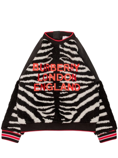 Burberry Kids Logo Embroidered Zebra Jacquard Sweater In Multi