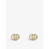 GUCCI GUCCI WOMEN'S YELLOW GOLD GG RUNNING 18CT WHITE-GOLD AND 0.24CT BRILLIANT-CUT DIAMOND STUD EARRINGS,46526367