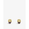 GUCCI LION HEAD 18CT YELLOW-GOLD, WHITE-DIAMOND AND AMETHYST STUD EARRINGS,R03772641