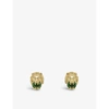 GUCCI GUCCI WOMEN'S YELLOW GOLD LION HEAD 18CT YELLOW-GOLD, WHITE-DIAMOND AND DIOPSIDE STUD EARRINGS,46526381