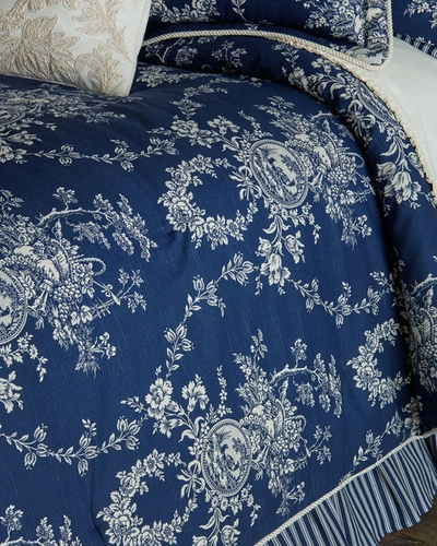 Sherry Kline Home King 3-piece Country Toile Comforter Set In Indigo/white