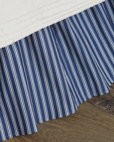 Sherry Kline Home Queen Country Toile Striped Dust Skirt In Indigo/white