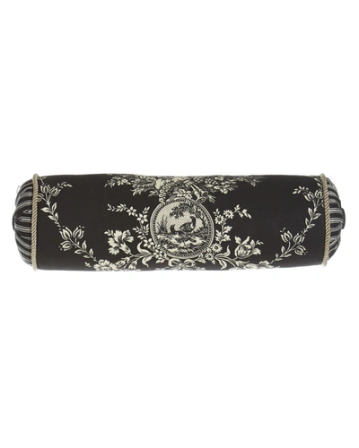 Sherry Kline Home French Toile Neck Roll Pillow, 6" X 20" In Black