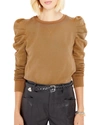Rebecca Minkoff Janine Puff-sleeve Sweatshirt In Caramel