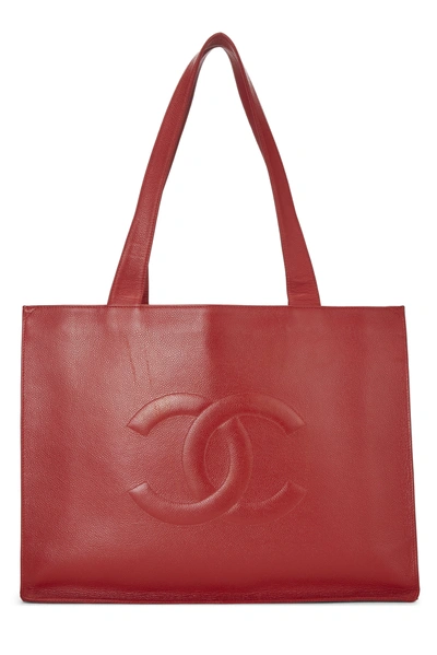 Pre-owned Chanel Red Caviar Timeless 'cc' Tote