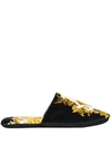 VERSACE BAROCCO-PRINT VELVET SLIPPERS