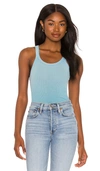 Re/done Ribbed Scoop-neck Fitted Tank In Blue
