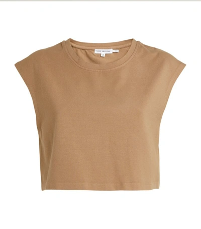 Good American Cropped Over Shoulder T-shirt In Taupe001