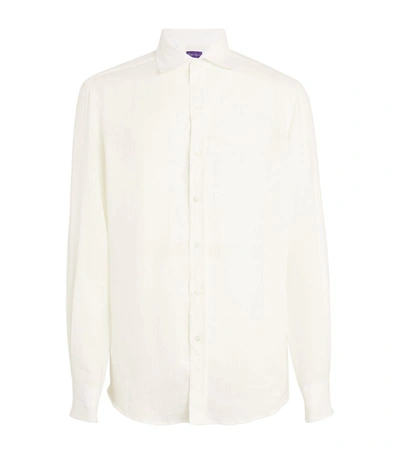 Ralph Lauren Linen Long-sleeved Shirt In Beige