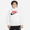 Nike Sportswear Club Fleece Big Kids' Pullover Hoodie (extended Size) In White,bright Crimson