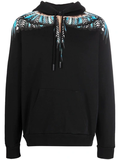 Marcelo Burlon County Of Milan Grizzly Wings 印花连帽衫 In Black