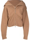 Ambush Folded-collar Zipped Cardigan In Nude