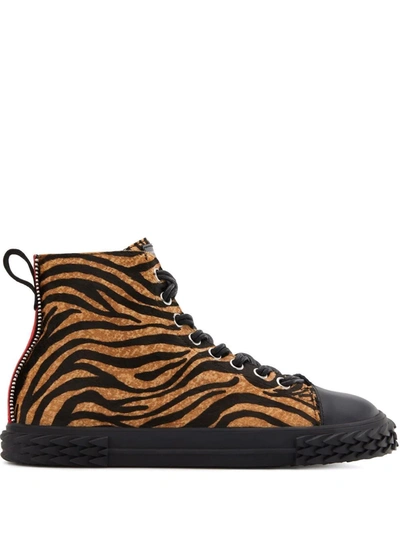 Giuseppe Zanotti Boots Trainers Blabber In Cavallino With Tigrated Print In Animal Print