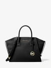 MICHAEL KORS AVRIL LARGE PEBBLED LEATHER TOP-ZIP SATCHEL