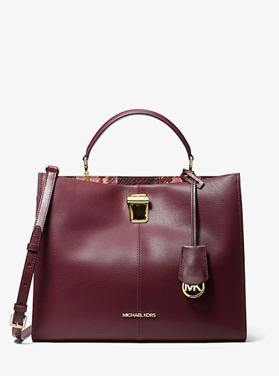 Michael Kors Penelope Large Leather Satchel In Red