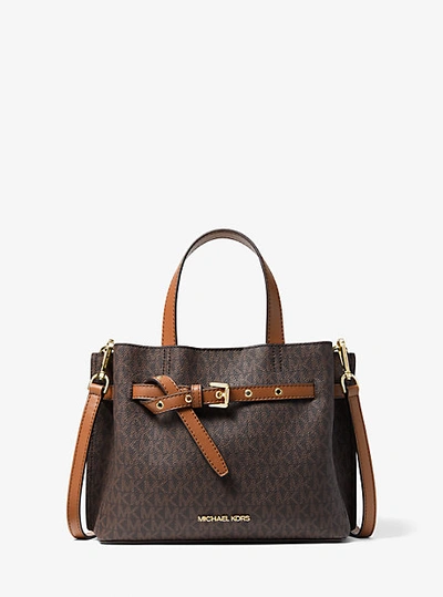 Michael Kors Emilia Small Logo Satchel In Brown