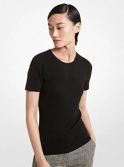 Michael Kors Cashmere Short-sleeve Sweater In Black