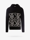 Moncler Logo-intarsia Knitted Hoodie In Black