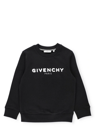 Givenchy Kids Logo Print Crewneck Sweatshirt In Black