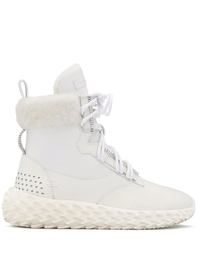 Giuseppe Zanotti Urchin High-top Lace-up Sneakers In White