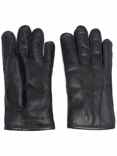 Parajumpers Shearling Embroidered-logo Gloves In Schwarz