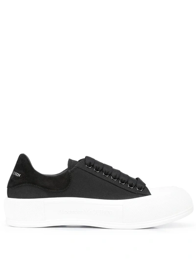 Alexander Mcqueen Deck Woven Canvas Sneakers In Black