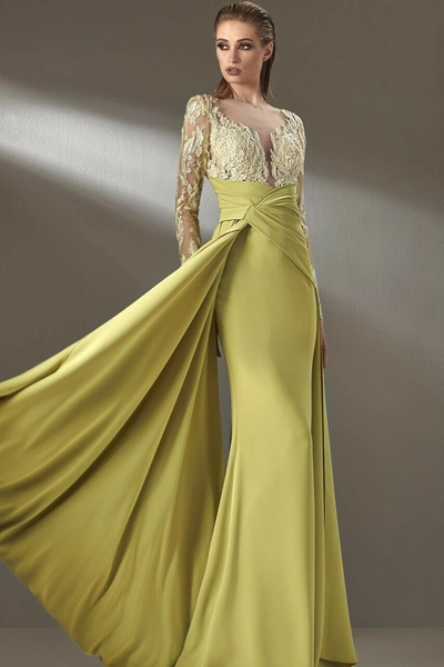 Mnm Couture Draped Gown