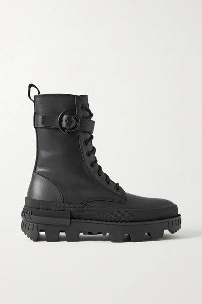 Moncler Carinne Leather Ankle Boots In Black