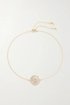 STONE AND STRAND MOONLIGHT PAVÉ INITIAL 10-KARAT GOLD, MOTHER-OF-PEARL AND DIAMOND BRACELET