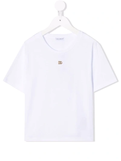 Dolce & Gabbana Babies' Logo-plaque Cotton T-shirt In White