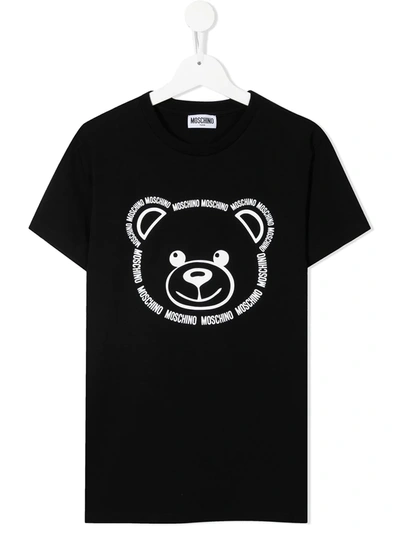 Moschino Kids' Graphic-print Short-sleeve T-shirt In Black