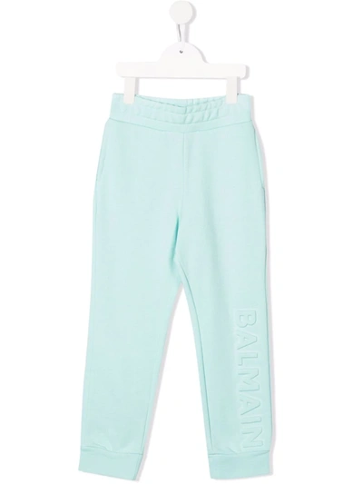 Balmain Kids' Logo-print Track Trousers In Green