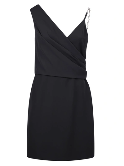 Givenchy Chain-strap Asymmetric-neck Dress In Black
