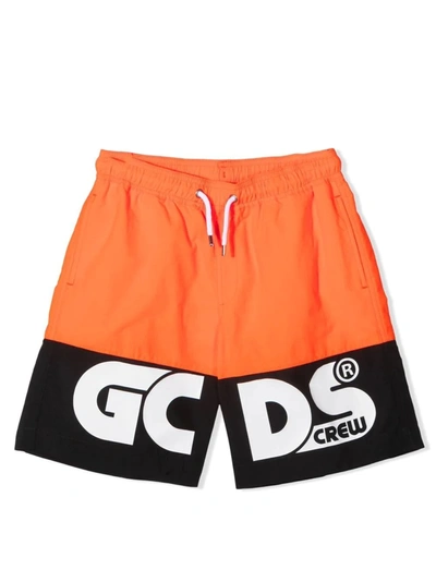 Gcds Mini Kids' Swimsuit With Baby Print In Orange