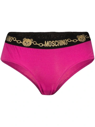 Moschino Teddy-print Briefs In Pink