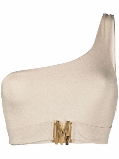 Moschino One-shoulder Bikini Top In Neutrals