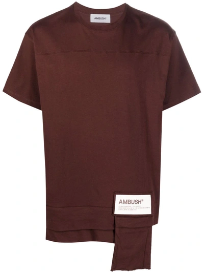 Ambush Crew Neck Waist Pocket Cotton T-shirt In Brown