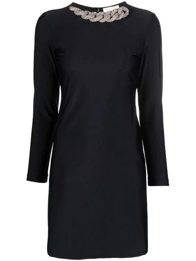 Giuseppe Di Morabito Nylon Mini Dress W/ Chain Collar In Black