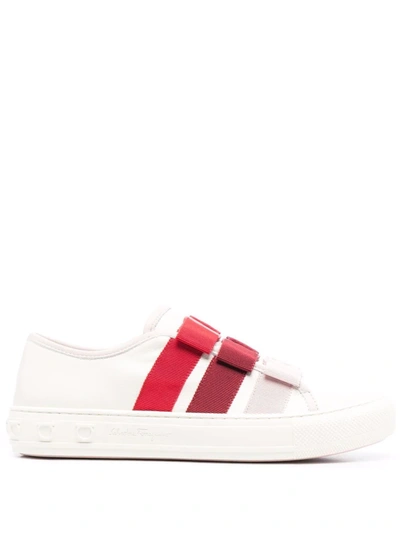 Ferragamo Strap-fastening Round-toe Trainers In White