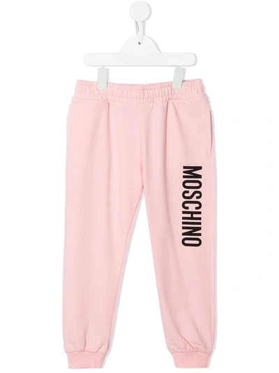 Moschino Kids' Logo-print Track Trousers In Pink