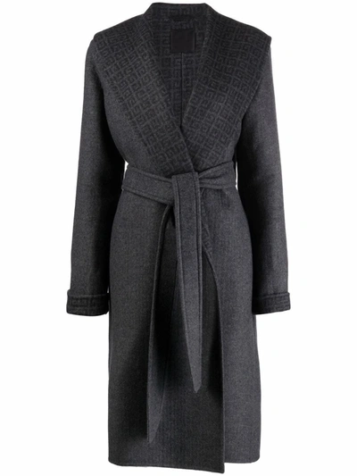 Givenchy 4g-lining Belted Mid-length Coat In Grey