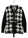 Simonetta Babies' Houndstooth Panelled-knit Cardigan In Silver