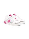 Dolce & Gabbana Teen Colour-block Leather Sneakers In White